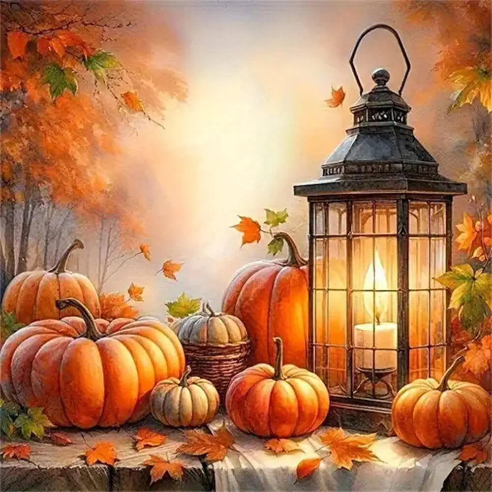 Diamond Painting - Herbstzauber mit Kürbissen